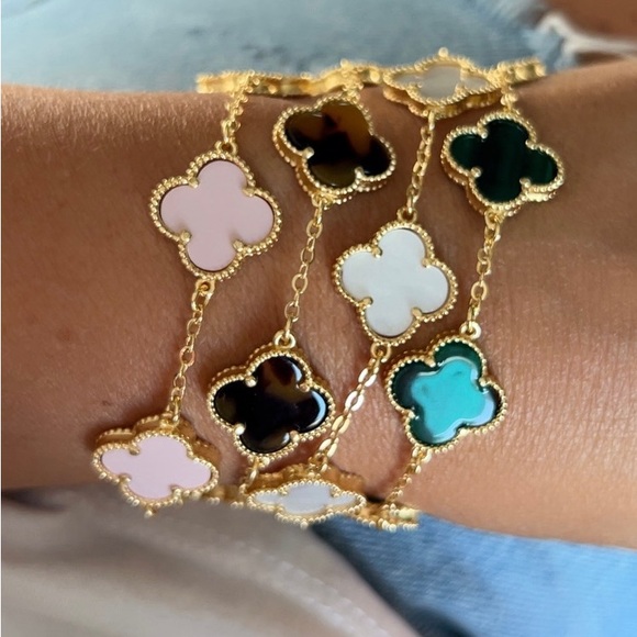 Pink Clover Bracelet Four Leaf Luxury Jewelry Baby Pink Clover - Picture 4 of 11